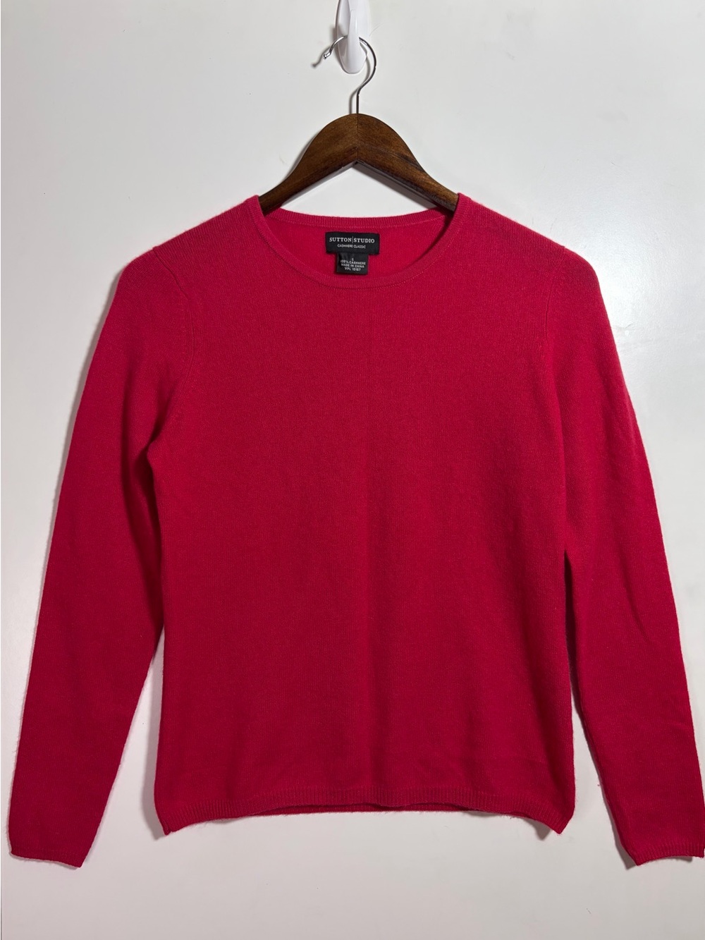 Sutton Studio 100% Cashmere Crewneck Sweater S Cherry Red Minimalist Old Money